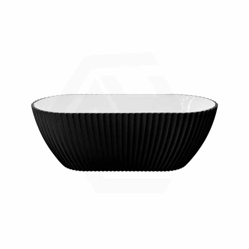 1500mm Elite Oval Freestanding Bathtub Acrylic NO Overflow Matt Black