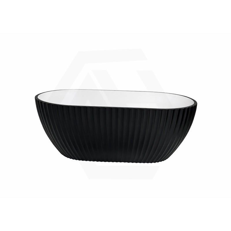 1500mm Elite Oval Freestanding Bathtub Acrylic NO Overflow Matt Black
