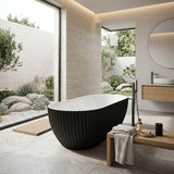 Elite Oval Freestanding Bathtub Acrylic NO Overflow 1500x750x580mm - Matt Black / Mint Green