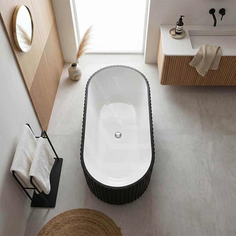 Elite Oval Freestanding Bathtub Acrylic NO Overflow 1500x750x580mm - Matt Black / Mint Green
