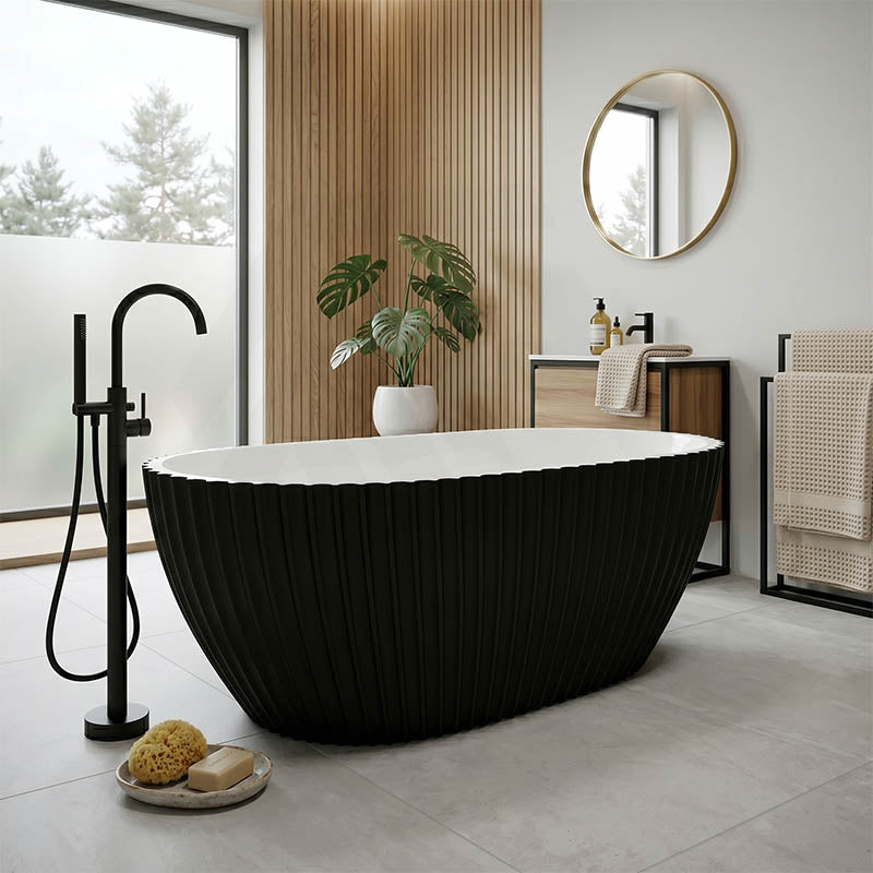 Elite Oval Freestanding Bathtub Acrylic NO Overflow 1500x750x580mm - Matt Black / Mint Green