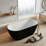Elite Oval Freestanding Bathtub Acrylic NO Overflow 1500x750x580mm - Matt Black / Mint Green