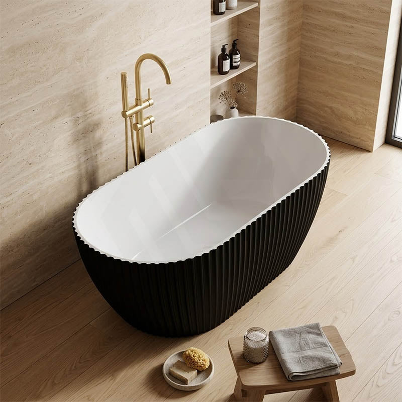 Elite Oval Freestanding Bathtub Acrylic NO Overflow 1500x750x580mm - Matt Black / Mint Green