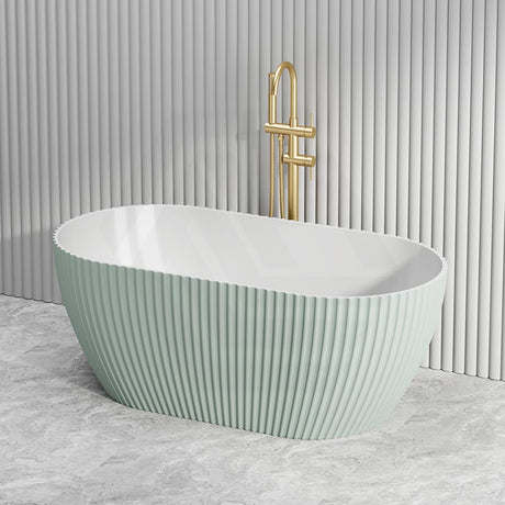 1500mm Elite Oval Freestanding Bathtub Acrylic NO Overflow Matt Black/Mint Green