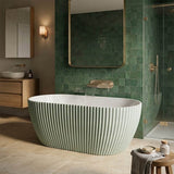 Elite Oval Freestanding Bathtub Acrylic NO Overflow 1500x750x580mm - Matt Black / Mint Green