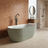 Elite Oval Freestanding Bathtub Acrylic NO Overflow 1500x750x580mm - Matt Black / Mint Green