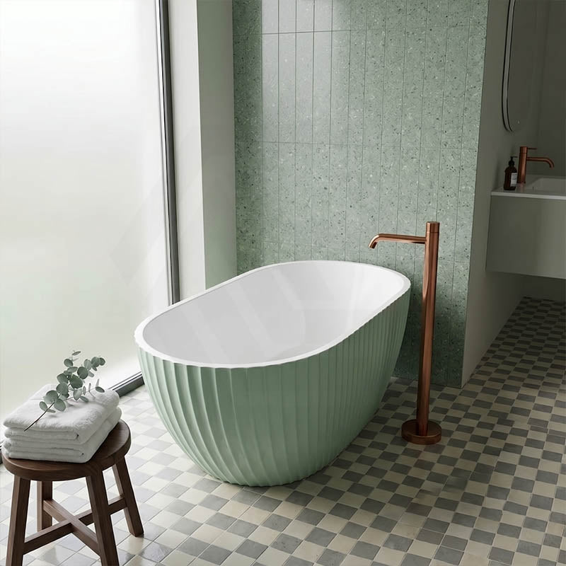 Elite Oval Freestanding Bathtub Acrylic NO Overflow 1500x750x580mm - Matt Black / Mint Green
