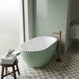 Elite Oval Freestanding Bathtub Acrylic NO Overflow 1500x750x580mm - Matt Black / Mint Green