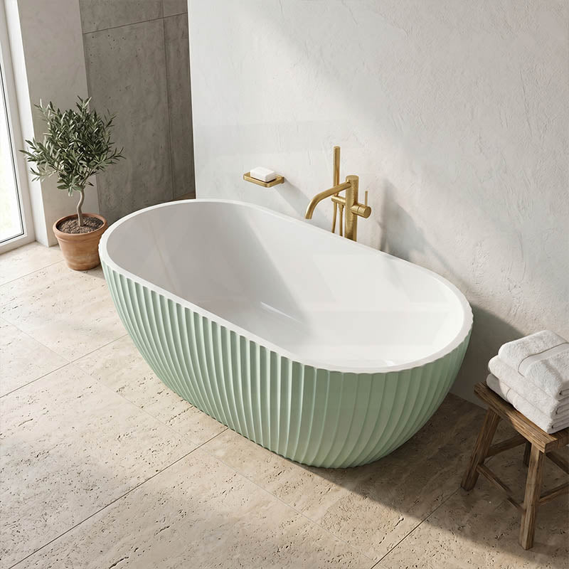 Elite Oval Freestanding Bathtub Acrylic NO Overflow 1500x750x580mm - Matt Black / Mint Green