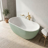 Elite Oval Freestanding Bathtub Acrylic NO Overflow 1500x750x580mm - Matt Black / Mint Green