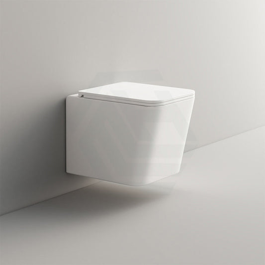Ceramic Wall Hung Toilet Pan Rimless Square White
