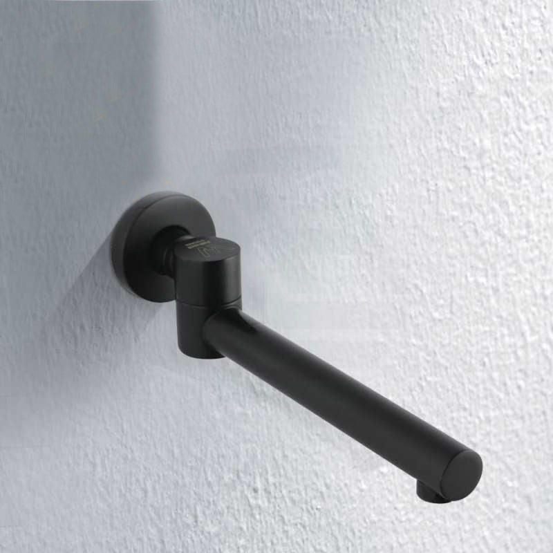 Euro Matt Black Solid Brass Round Wall Spout With 180 Swivel For Bathroom Bathroom Products