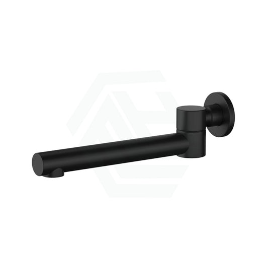 Euro Matt Black Solid Brass Round Wall Spout With 180 Swivel For Bathroom Spouts