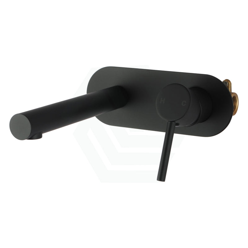 Euro Matt Black Solid Brass Round Wall Spout With Mixer For Bathtub