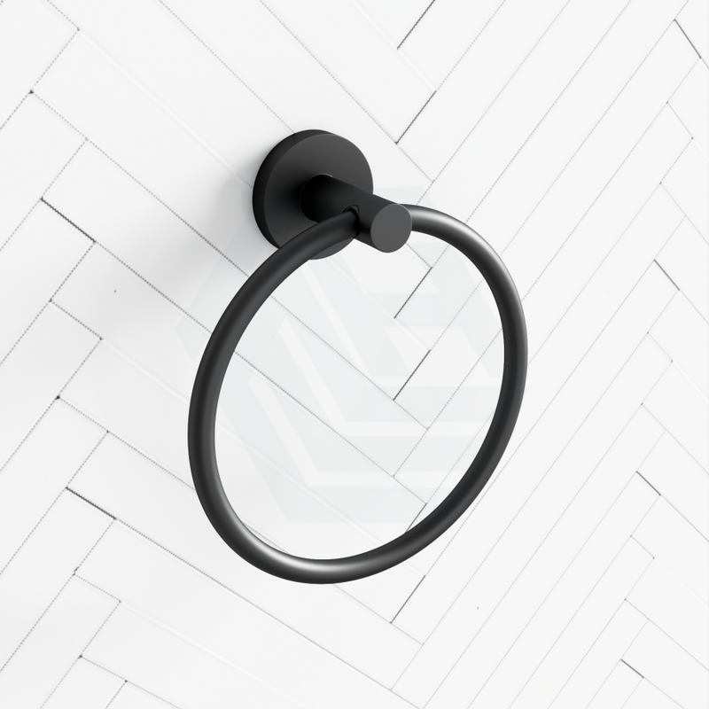 Round Black Hand Towel Ring Wall Mounted - MyHomeware
