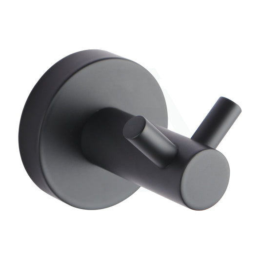 Double Robe Hook Round Stainless Steel Black