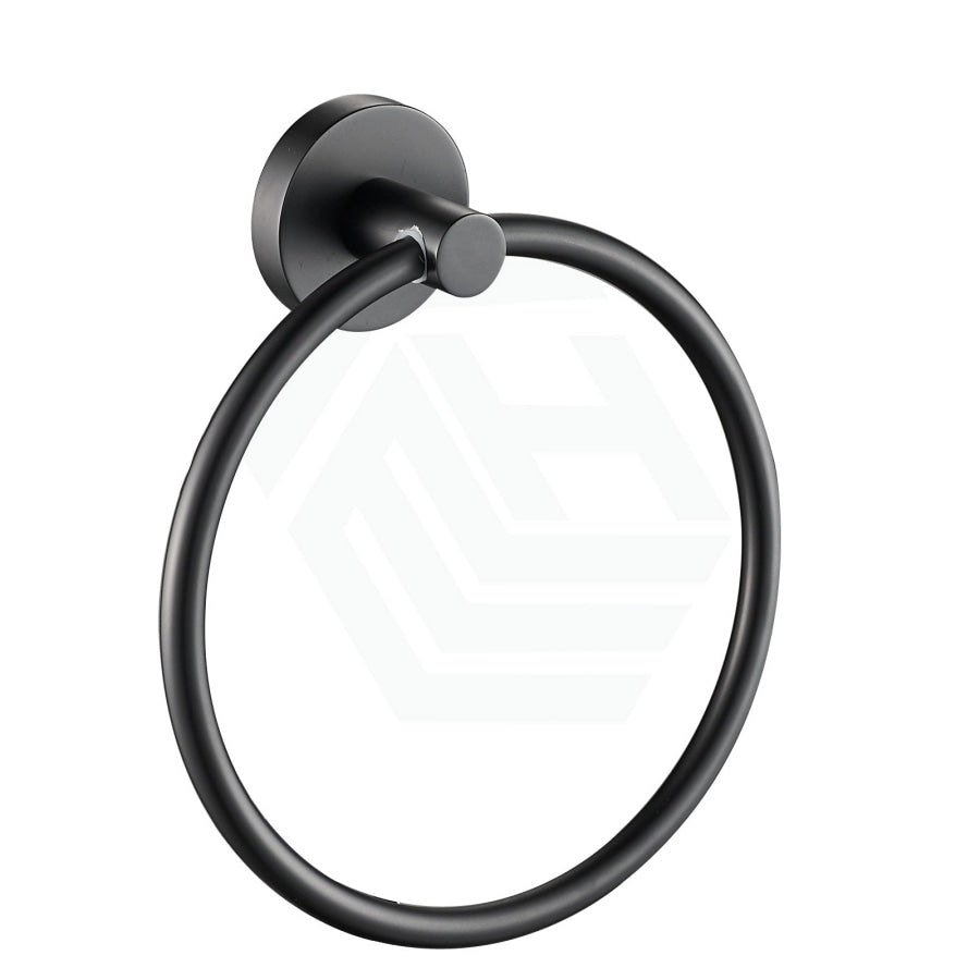 Euro Pin Lever Round Matt Black Hand Towel Ring Solid Brass Wall Mounted Bathroom Products