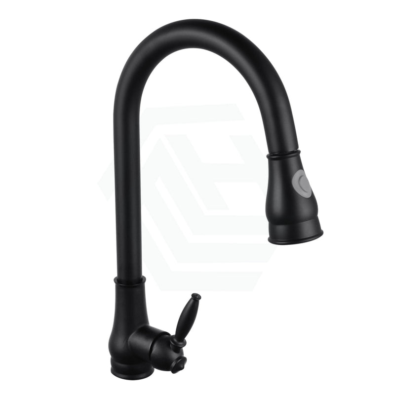 Euro Round Electroplated Black Vintage 360° Swivel Pull Out Kitchen Sink Mixer Tap Solid Brass