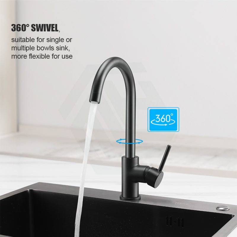 Euro Round Electroplated Matt Black Kitchen Sink Mixer Tap 360° Swivel Products