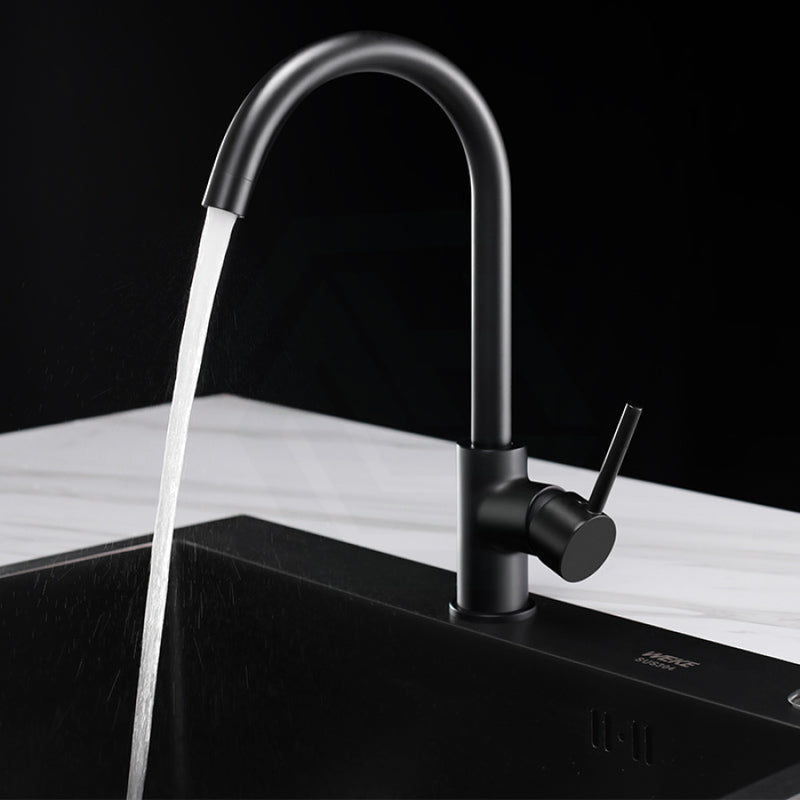 Euro Round Electroplated Matt Black Kitchen Sink Mixer Tap 360° Swivel Products