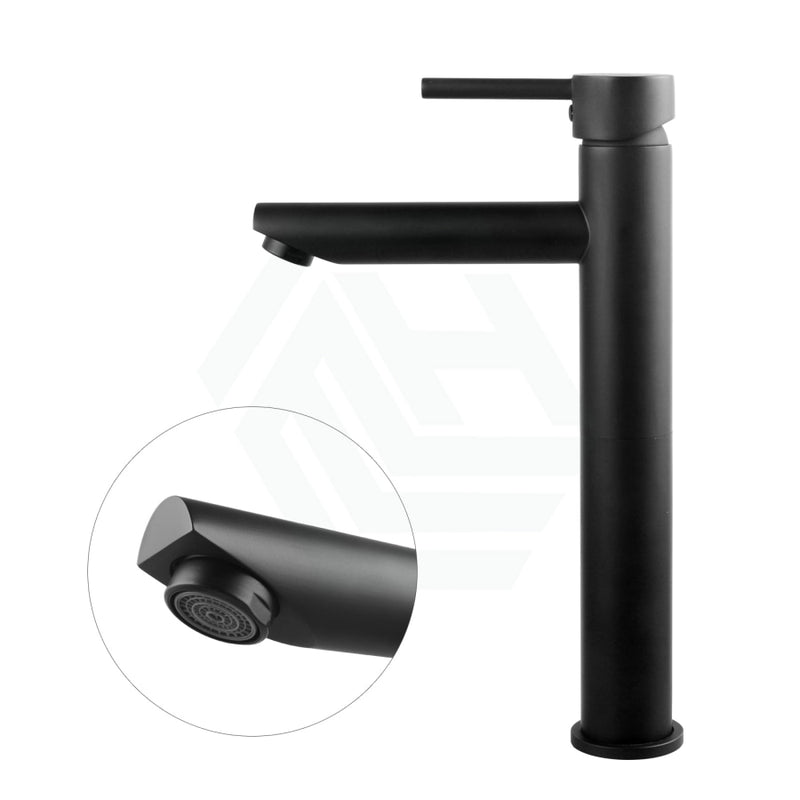 Euro Round Solid Brass Black Tall Basin Mixer Bathroom Vanity Tap Products