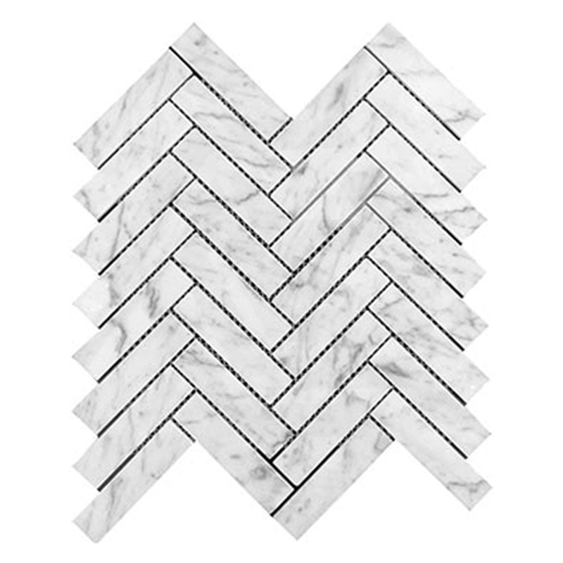 Marble Express Mosaic Carrara Herringbone Honed Tile 305x281mm Sheet (25×98mm Chip Piece)