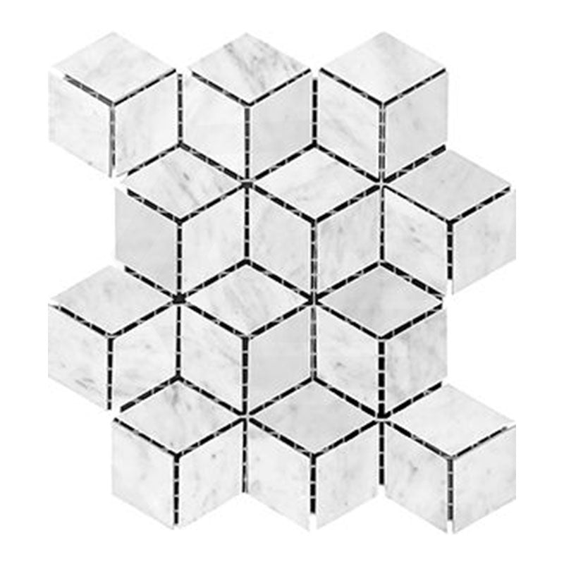 Marble Express Mosaic Carrara Diamond Cube Honed Tile 282x244mm Sheet (45×78mm Cube Piece)