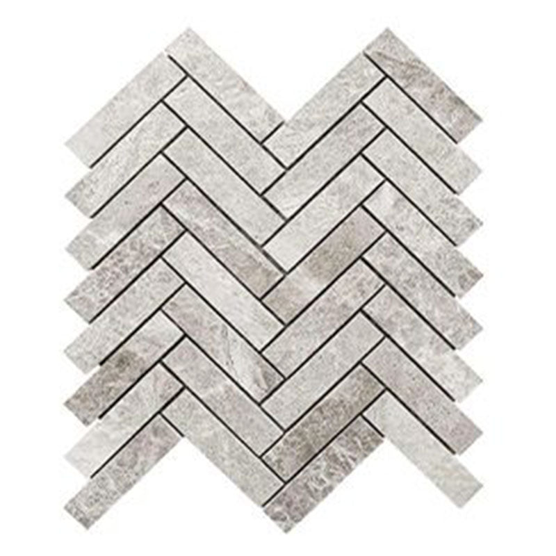 Marble Express Mosaic Silver Grey Herringbone Honed Tile 305x281mm Sheet (25×98mm Chip Piece)