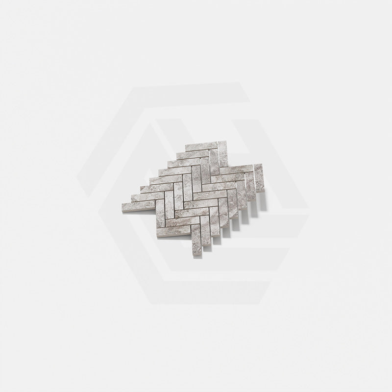 Marble Express Mosaic Silver Grey Herringbone Honed Tile 305x281mm Sheet (25×98mm Chip Piece)