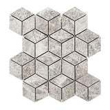 Marble Express Mosaic Silver Grey Diamond Cube Honed Tile 282x244mm Sheet (45×78mm Cube Piece)