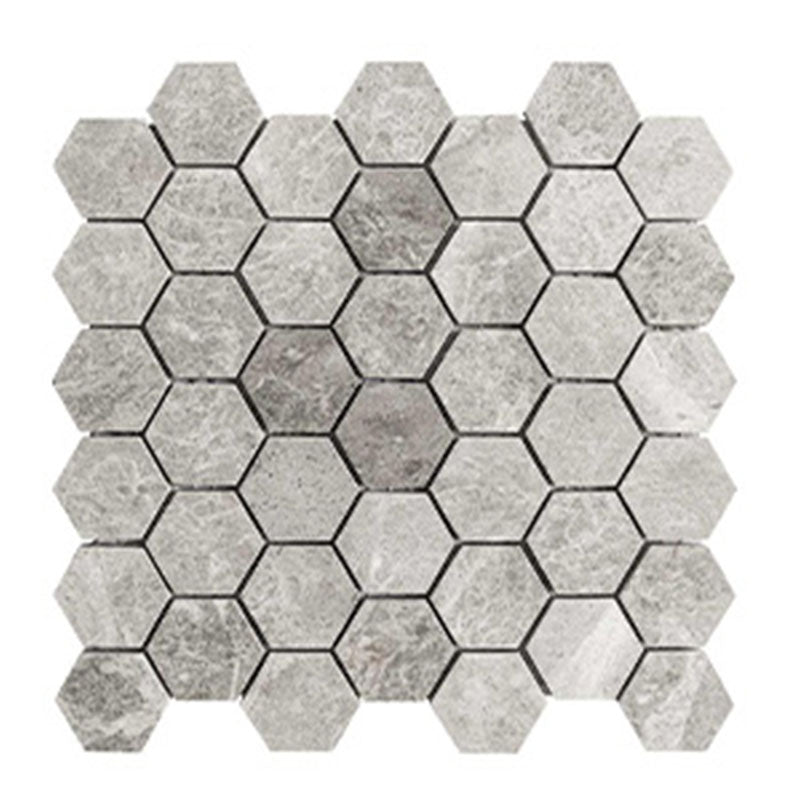 Marble Express Mosaic Silver Grey Hexagon Honed Tile 305x298mm Sheet (48×55mm Hexagon Piece)