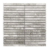 Marble Express Mosaic Silver Grey Strip Honed Tile 305x305mm Sheet (15x150mm Strip Piece)