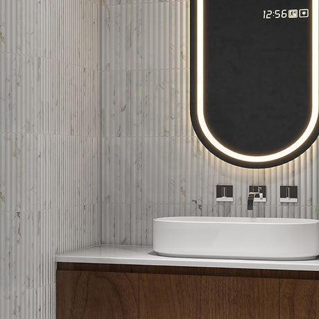 Marble Mosaic Calacatta 3D Flute Honed Tile 300x300mm Sheet (23x300mm Chip Piece)