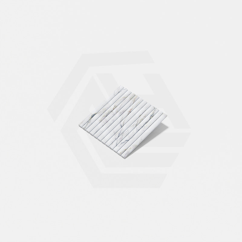Marble Mosaic Calacatta 3D Flute Honed Tile 300x300mm Sheet (23x300mm Chip Piece)