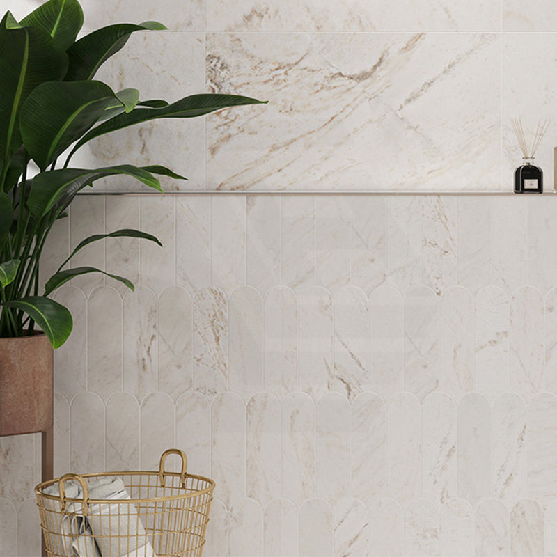 Marble Mosaic Raw Silk Feather Honed Tile 338x268mm Sheet (82x268mm Chip Piece)