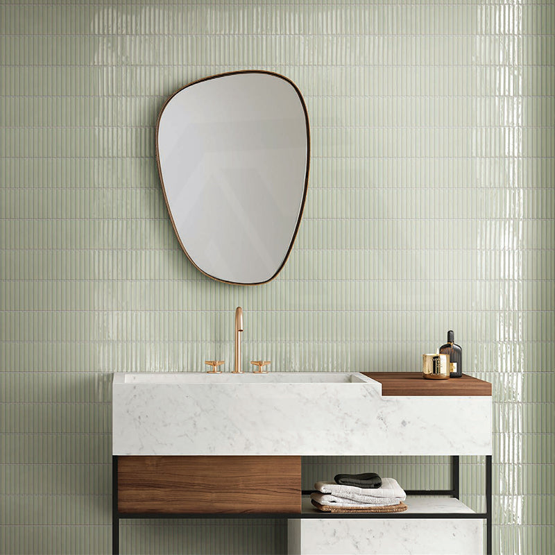 Cottage Pencil Mosaic Sheet Aqua Green Gloss 296x293mm Tile (13x95mm Pencil Piece)