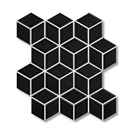 Cottage Diamond Cube Mosaic Sheet Matt Black 309x268mm Tile (83x48mm Cube Piece)