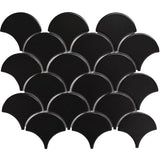 Cottage Fan Shape Mosaic Sheet Gloss Black 255x219mm Tile (70x75mm Fan Shape Piece)