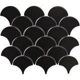Cottage Fan Shape Mosaic Sheet Matt Black 255x219mm Tile (70x75mm Fan Shape Piece)