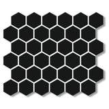 Cottage Hexagon Mosaic Sheet Gloss Black 325x282mm Tile (51x59mm Hexagon Piece)