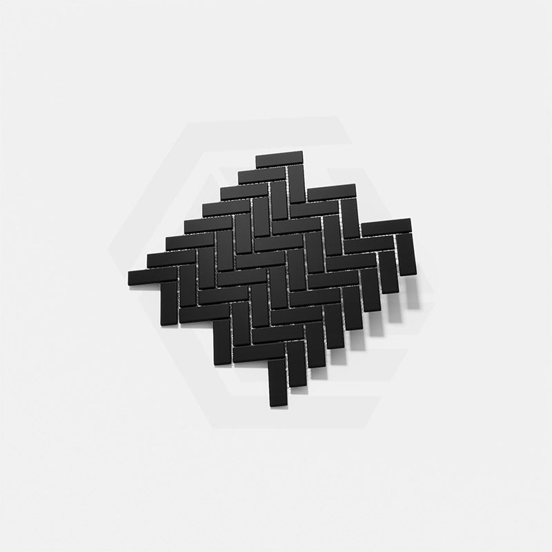 Cottage Mini Brick Herringbone Mosaic Sheet Matt Black 316x277mm Tile (25x75mm Brick Piece)