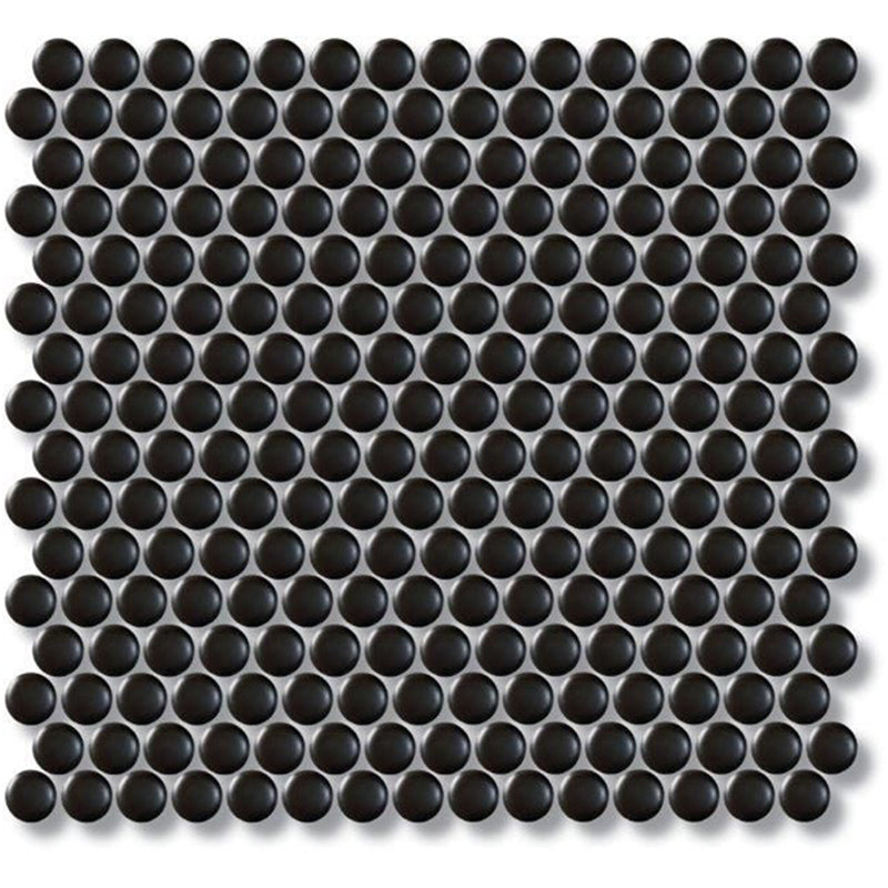Cottage Penny Round Mosaic Sheet Gloss Black 315x291mm Tile (20x20mm Round Piece)