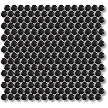 Cottage Penny Round Mosaic Sheet Gloss Black 315x291mm Tile (20x20mm Round Piece)