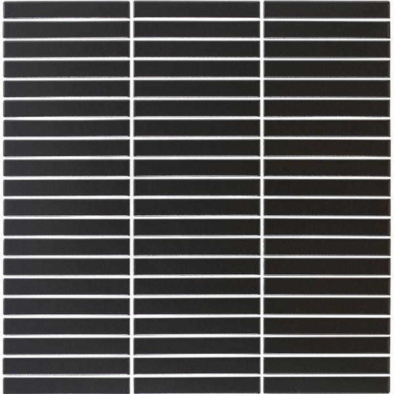 Cottage Pencil Mosaic Sheet Matt Black 296x293mm Tile (13x95mm Pencil Piece)