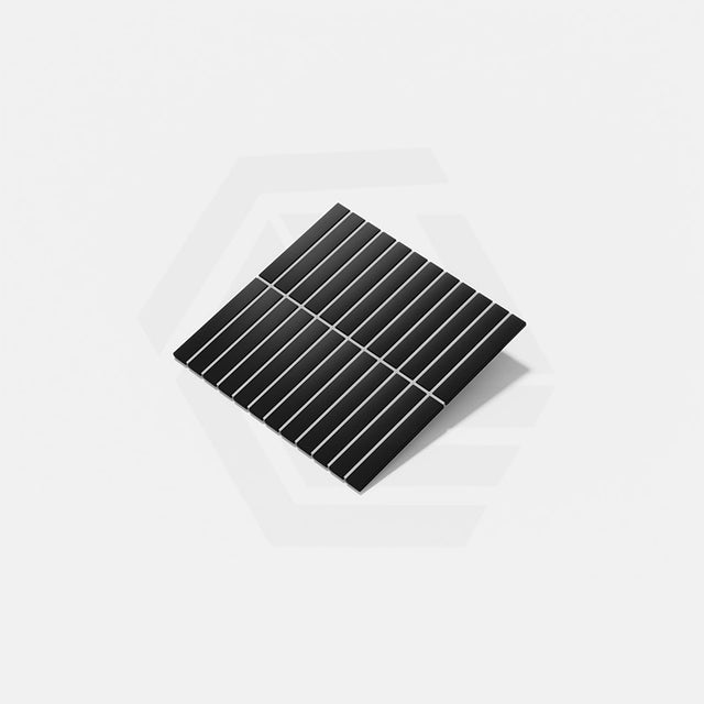 Cottage Strip Mosaic Sheet Matt Black 300x296mm Tile (22x145mm Strip Piece)