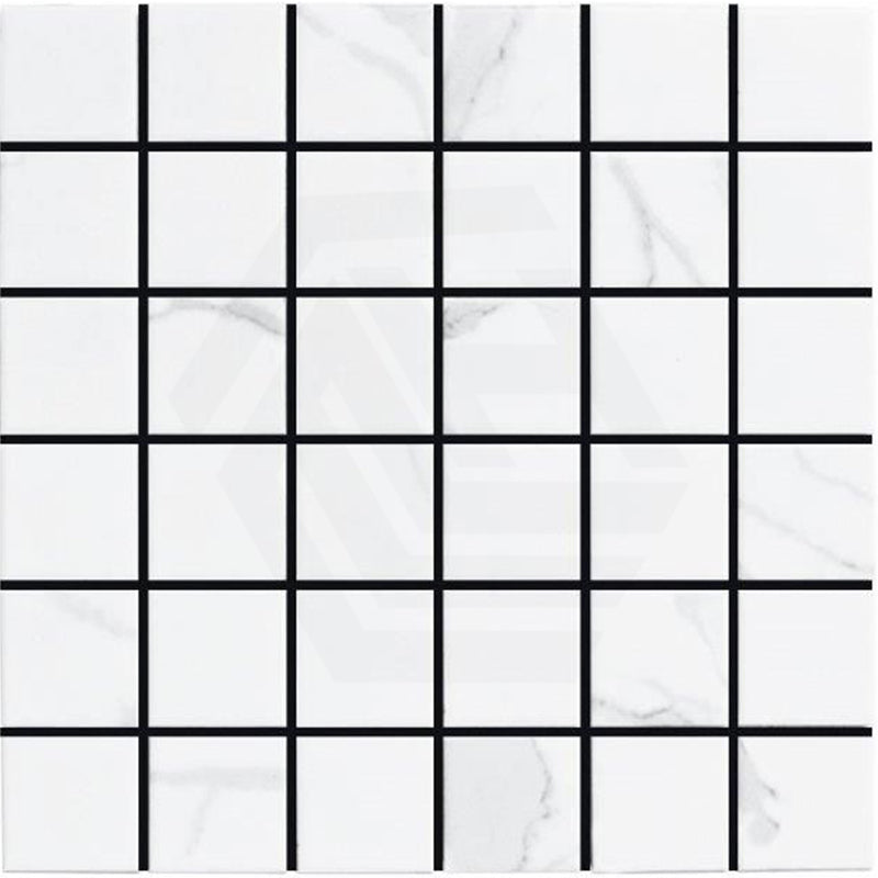 Cottage Square Mosaic Sheet Carrara Matt White 306x306mm Tile (48x48mm Square Piece)