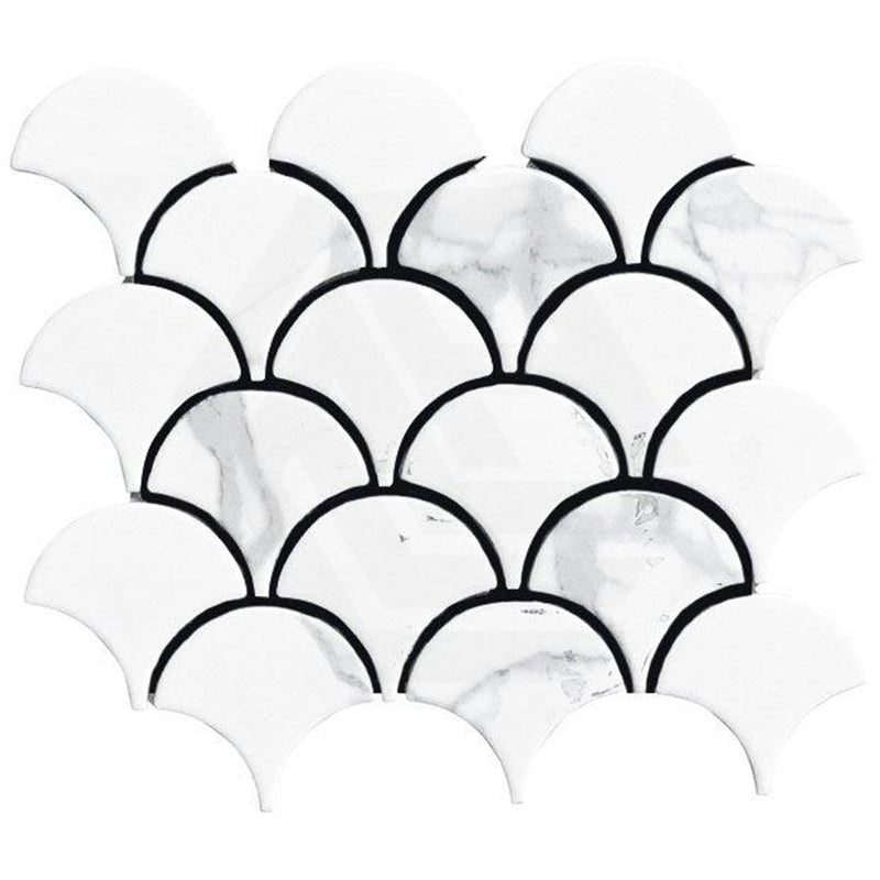 Cottage Fan Shape Mosaic Sheet Carrara Matt White 255x219mm Tile (70x75mm Fan Shape Piece)