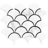 Cottage Fan Shape Mosaic Sheet Carrara Matt White 255x219mm Tile (70x75mm Fan Shape Piece)