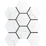 Cottage Hexagon Mosaic Sheet Carrara Matt White 325x282mm/295x256mm Tile (51x59mm/95x110mm Hexagon Piece)