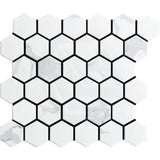 Cottage Hexagon Mosaic Sheet Carrara Matt White 325x282mm/295x256mm Tile (51x59mm/95x110mm Hexagon Piece)